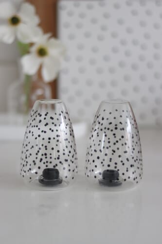 Petty Black White Striped Salt Pepper Shakers