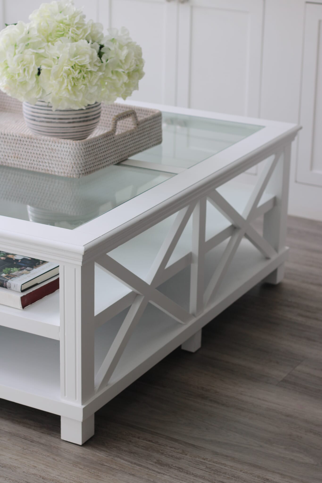 white glass accent table