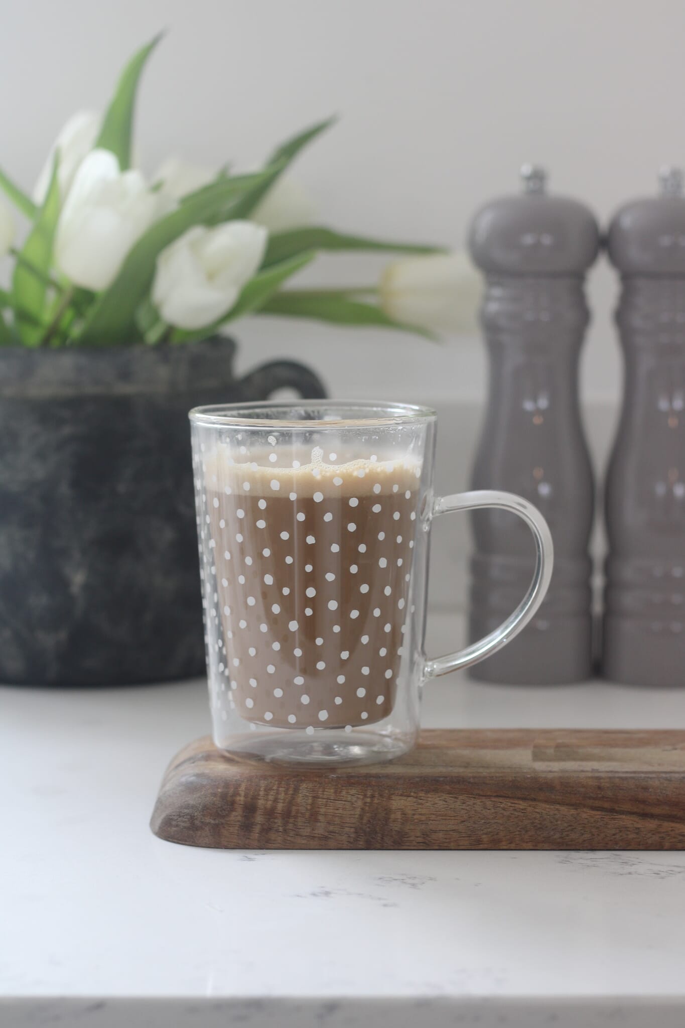 Flowers Inside Glass Coffee Mug, Double-walled Espresso Coffee